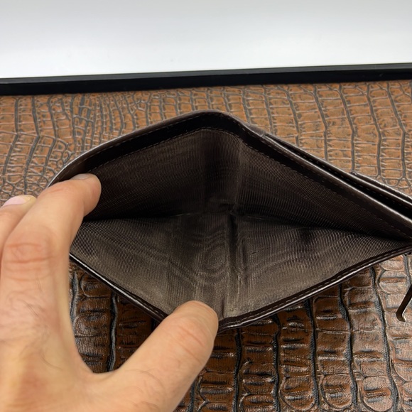 Vintage Prada Y2k Unisex All Leather Dark Espresso Compact Bifold Wallet - Picture 10 of 10